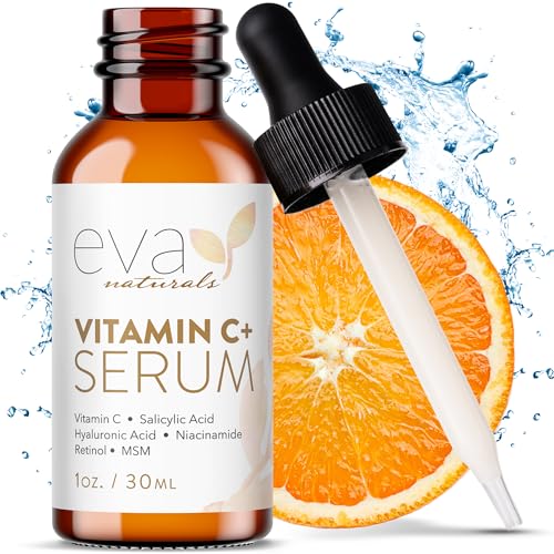 Eva Naturals Vitamin C Serum for Face ? Anti Aging Dark Spot Remover with Retinol, Hyaluronic Acid, Niacinamide & Salicylic Acid ? Face Serum for Women for Clear, Smooth, Radiant Skin