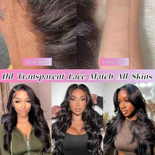 13x6 Body Wave Lace Front Wigs Human Hair Pre Plucked 28 inch 12A 210% Density Glueless HD Lace Frontal Human Hair Wigs with Baby Hair for Women
