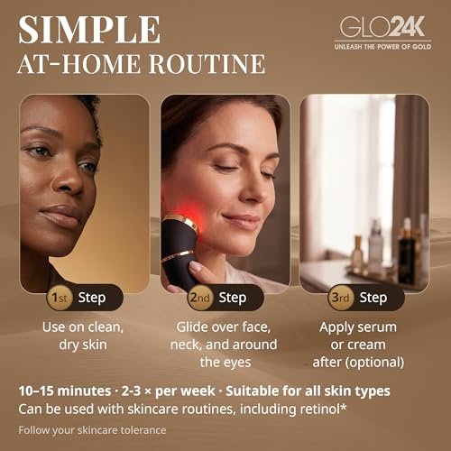 GLO24K 3-in-1 Red Light Massager for Face & Neck