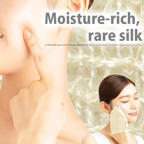 Silk Face Mitten 100% Natural Silk | Exfoliating Facial Puff for Sensitive Skin, Dry Skin, Blackheads, Pore Care, Gentle Peeling | Japanese Skincare Mitt | Rich Silk Face Towel Made in Japan