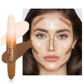 Contour Highlighter Stick£¬2-in-1 Dual-Ended Cream Bronzer & Highlighter Sticks Pen for Face Body Contouring Makeup- Buildable£¬Waterproof, Easy to Apply Suitable for Beginners£¬01Nuetral Nude + Beige