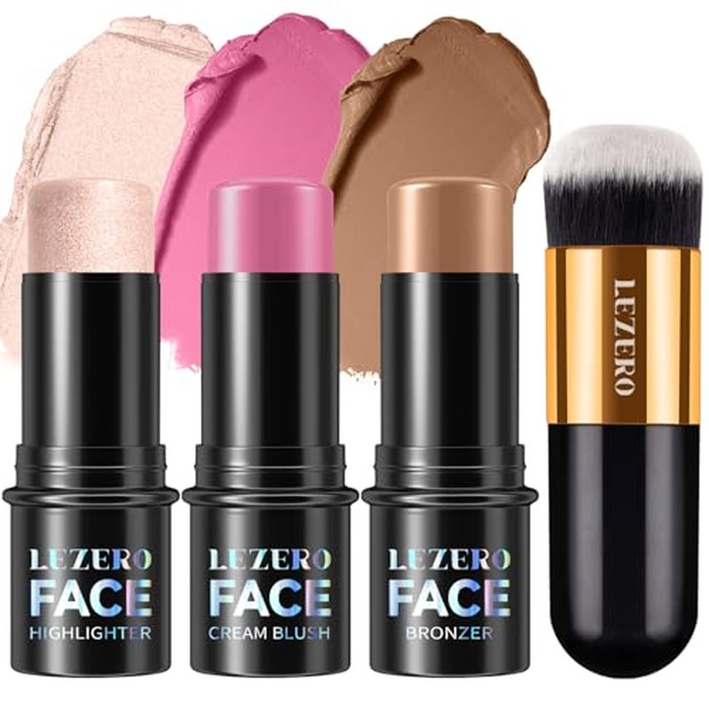 3-Piece Contour Stick Kit with Blush Bronzer Highlighter - Light Fair