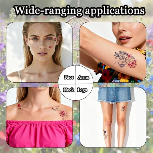 30-Sheet 3D Flower & Butterfly Temporary Tattoos