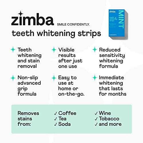 Zimba Teeth Whitening Strips for Teeth Sensitive, White Strips for Teeth Whitening, Teeth Whitener Stain Remover 28 White Strips Included Per Pack, 2 Pack (14 Day Treatment), Mint and Wintergreen