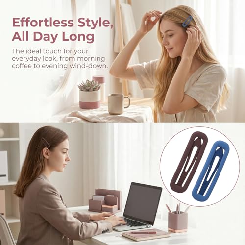 Metal Snap Hair Clips for Women, 12pcs Matte Rectangle Barrettes