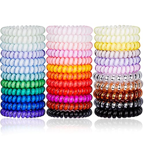 DeaLott Spiral Hair Ties, 20 Pack - Waterproof Hair Accessories for Women Girls in Multi-Color-20pcs-Large for Phone Cord Ponytail Holders Hair Coils Elastics for Girls Kids Teens All Hair Type