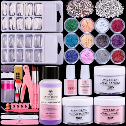 Acrylic Nail Kit Starter Set with Powder, Liquid Monomer & Glitter Tools