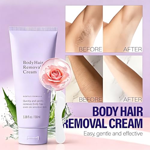 Painless Hair Removal Cream for Sensitive Skin - 1pc - Gentle Body Depilatory for Arms, Legs & Underarms
