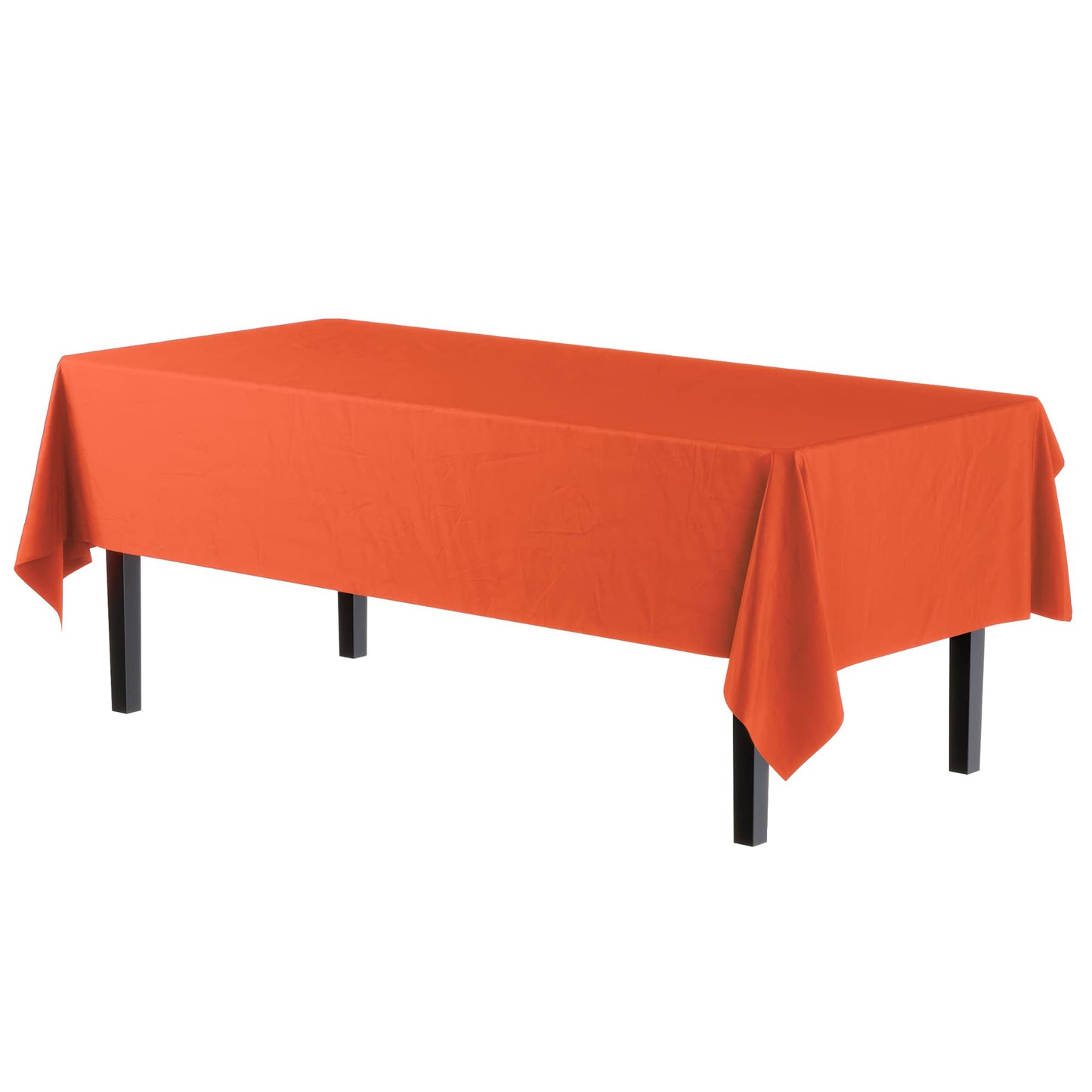 Exquisite 12-Pack Premium Plastic Tablecloth 54in. x 108in. Rectangle Table Cover - Orange