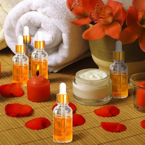 110 Pcs 1 Oz Glass Dropper Bottles with Golden Caps