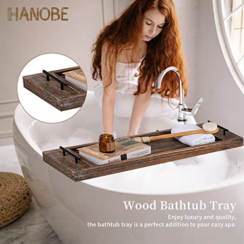 Hanobe 31" Wood Bath Caddy Tray with Handles