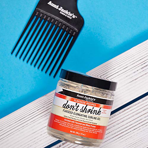 Aunt Jackie's Flaxseed Recipes Don't Shrink Elongating Hair Curling Gel for Natural Curls, Coils and Waves, Helps Prevent Dryness and Flaking, 15 oz