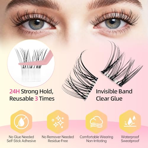 Wispy Self Adhesive Eyelash Clusters - C Curl 8-16mm