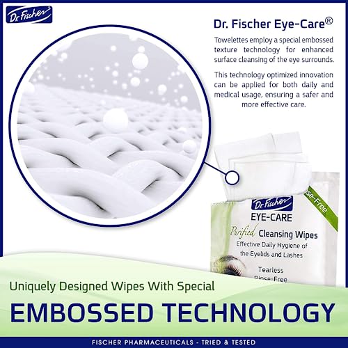 Dr. Fischer Eyelid Wipes - Purified, Non-Irritating, Pre-moistened Eye Wipes for Cleansing Sensitive Skin. Hypoallergenic Make-up Remover (30)