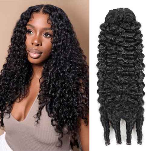 Burmese Curly Clip in Hair Extensions #1B Natural Black Color Curly Clip ins For Women Brazilian Virgin Clip on Hair(20inch,#1B)