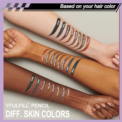 Gray Eyebrow Pencil with Brush - Waterproof Dual-Tip Brow Pen