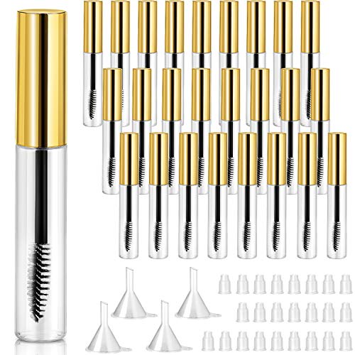 25pcs 10ml Empty Mascara Tubes with Wand & Funnels Gold