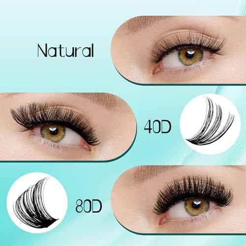 GEMERRY Eyelash Extension Kit Thick Curl Fluffy Clusters Kit With Lash Bond and Seal, Tweezers, DIY Lash Extension (80P-10-18mm)