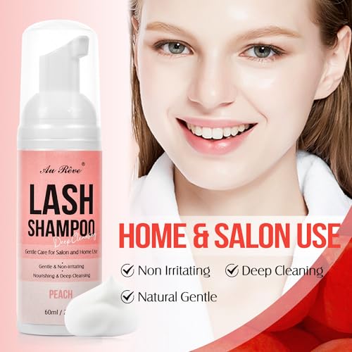 AuReve Lash Extension Shampoo 60ml – Gentle Oil-Free Cleanser with Brush