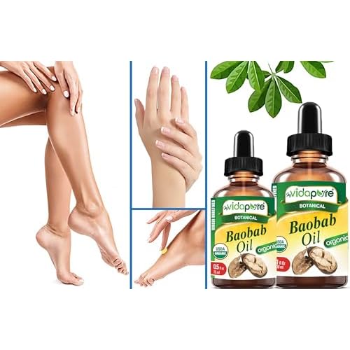 MYVIDAPURE Organic BAOBAB OIL Certified Organic 100% Natural Pure VIRGIN UNREFINED for Skin, Face, Hair, Lip and Nail Care (0.5 Fl Oz)