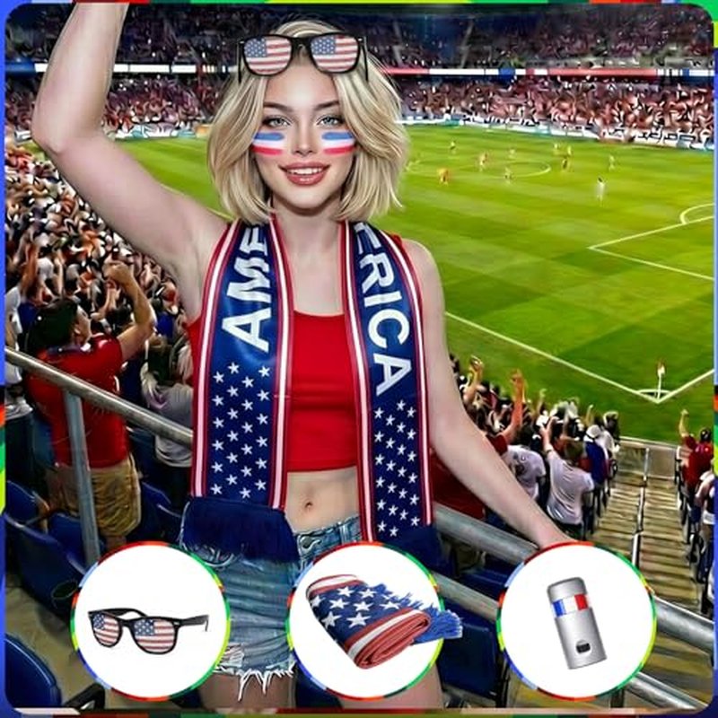 2026 World Cup Soccer Fan Gear Set - USA Flag Accessories