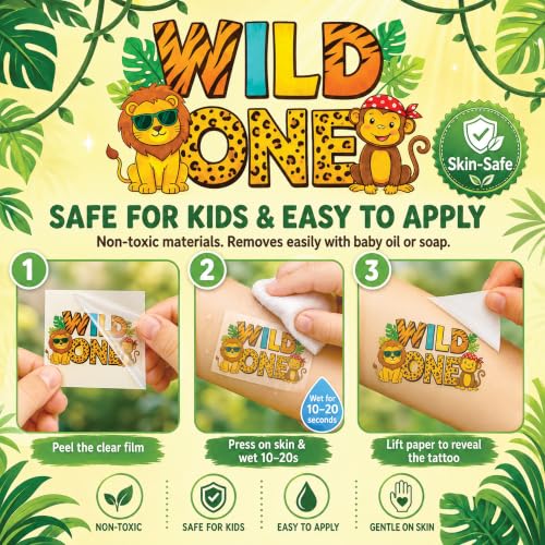 96 PCS Wild Animals Temporary Tattoos for Kids