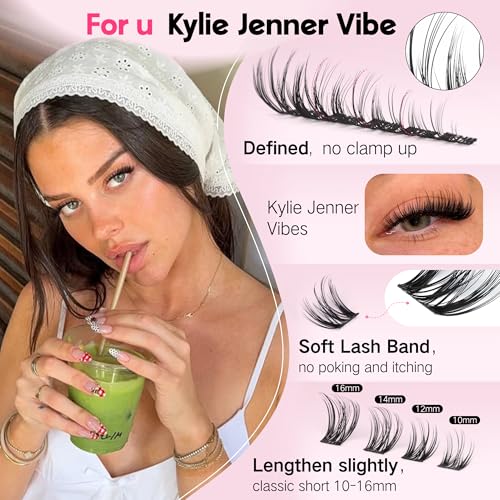Goddvenus B-plush Lash Clusters Kit — Natural D-Curl False Eyelashes, 162 pcs with Bond & Seal