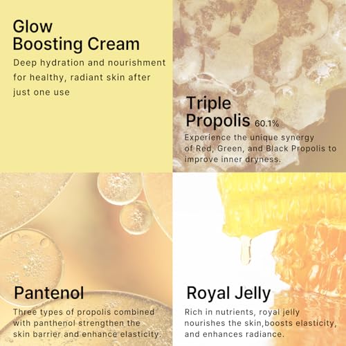 C¡¯NEW LAB Real Propolis Glow Boosting Cream 50ml (1.69 fl. oz.) | Deep Nourishing Facial Cream for Radiant Skin | Propolis Extract, Panthenol, Allantoin, Sun Flower Seed, Korean Skin Care