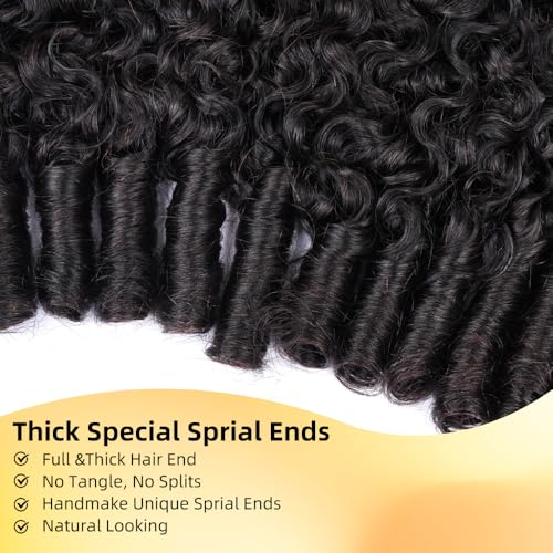 MsSunlight Burmese Curly Bundles Human Hair 18 Inch 100% Unprocessed Quick Weave 15A Water Wave with Spiral Curly End Real Human Hair Extensions Natural Black
