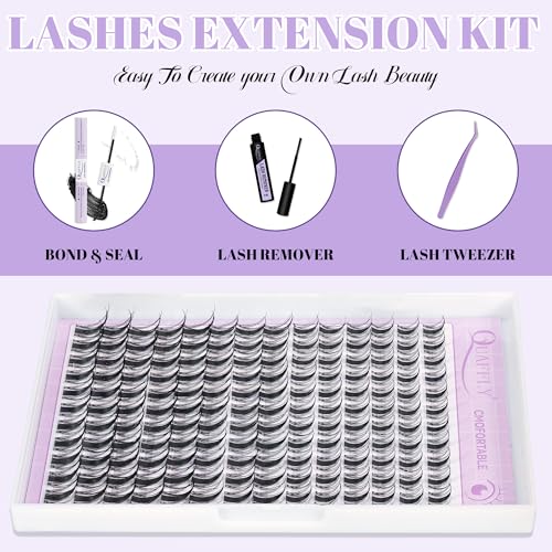 QUAFFLY Lash Extension Kit - 10-18mm Invisible Band Clusters