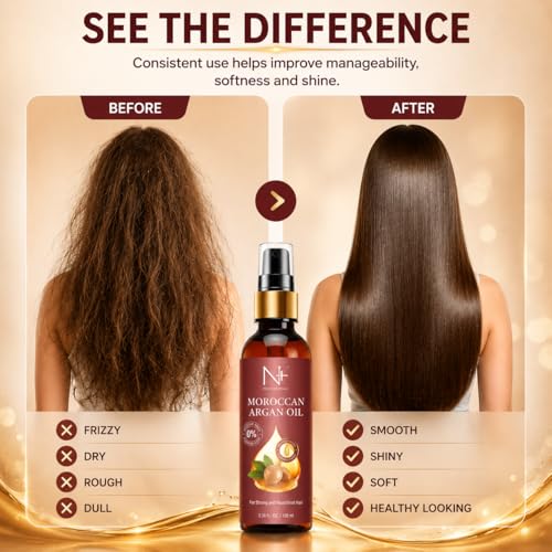 N PLUS Moroccan Argan Oil for Hair - Dry & Damaged Hair Treatment