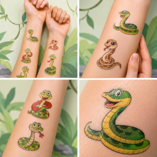 96 PCS Snake Temporary Tattoos for Kids – Party Favors