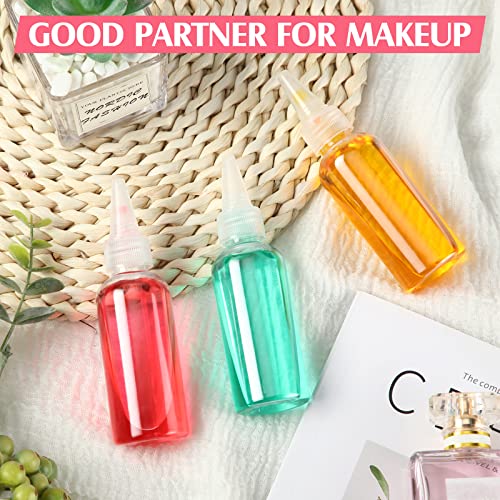 Eccliy 60 Pack 2 oz Boston Dispensing Squeeze Bottles Clear Plastic Oil Dropper Bottle Applicator Empty Refillable Bottles for Hair Color Liquids Oils Art Paint Kitchen Household