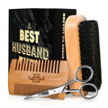 Husband Gifts for Him - Beard Kit for Men Grooming and Care with Brush, Comb, Scissors & Storage Bag - Husband Birthday Gift Ideas, Anniversary Retirement Birthday Gifts for Men