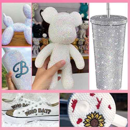 22000 Pcs White Flatback Pearls and Rhinestones for Crafting, Resin Rhinestones Gems Pearls for Bedazzling, Mixed Size 3-6mm Half Pearl Gems for Nails Face Eyes Makeup Bottles Shoes DIY Crafts