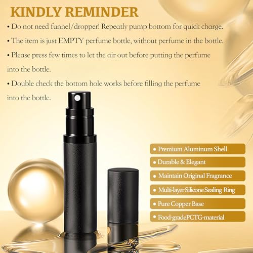 LTBL Black & Gray 5ml Refillable Perfume Atomizer - Portable Travel Spray