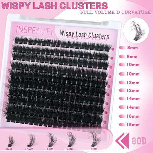 80D Wispy Lash Clusters Kit 8-16mm with Bond & Tweezers