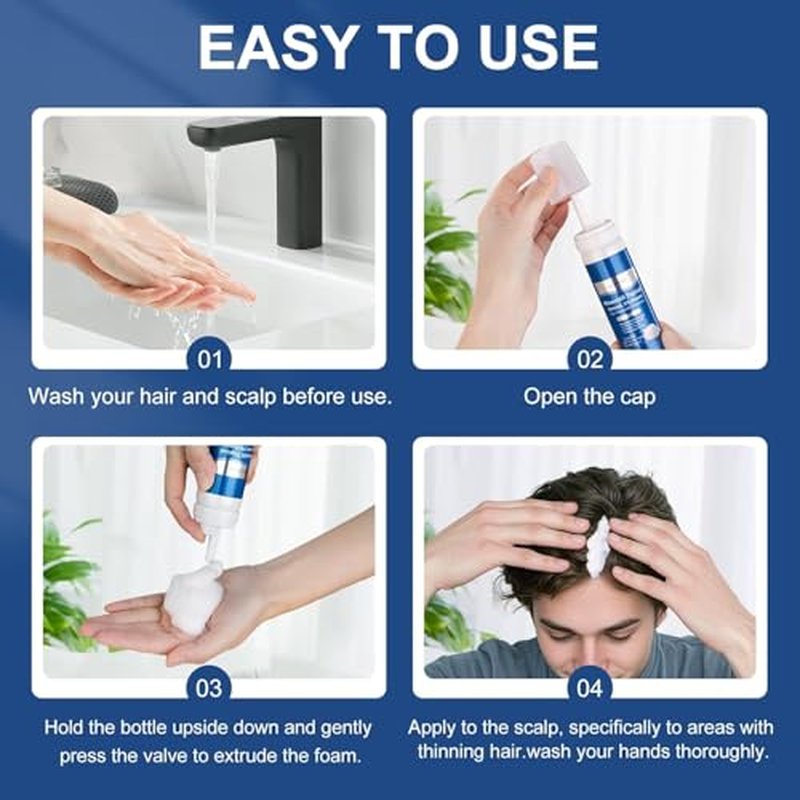 5% Minoxidil Foam for Hair Growth - Biotin-Infused, 6-Month Supply