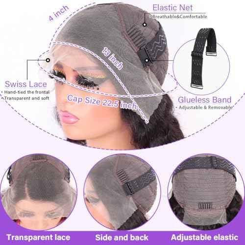 Hihmarm Body Wave Bob Wig Human Hair 13x4 HD Lace Front Wigs Human Hair Pre Plucked 180% Density Glueless Wig Bob Wigs for Black Women Body Wave Lace Frontal Wigs Human Hair Natural Black 14 Inch