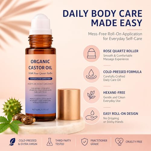 Organic Castor Oil Roll-On - 100% Pure & Cold-Pressed Hydration