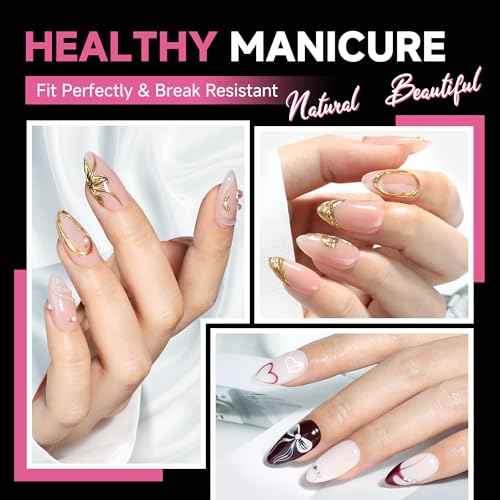 UNA GELLA 504Pcs Medium Pointed Almond Nail Tips, Pre-shape Almond Gel Nail Tips Half Matte Full Cover Acrylic Clear Press on Fake Nails Tips for Nail Extension Nail Art DIY Salon 12 Sizes