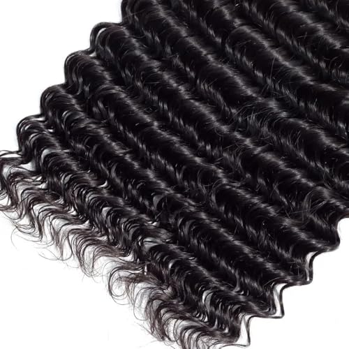 Deep Wave Human Hair Bundles - 22, 24, 26 Inch #1B Color
