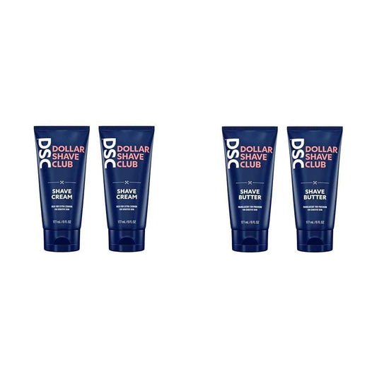 Dollar Shave Club Shave Cream 2-Pack and Shave Butter 2-Pack for Sensitive Skin, Designed for Smooth Glide to Help Fight Razor Bumps