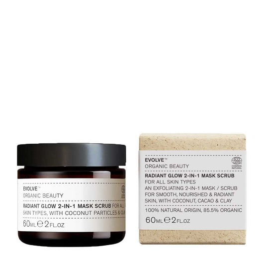 Evolve Organic Beauty - Natural Radiant Glow 2-in-1 Mask Scrub | Small-Batch, Vegan Clean Beauty (2 oz | 60 mL)