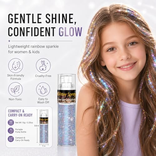 Go Ho Rainbow Glitter Spray - Ultra-Fine Hair & Body Sparkle