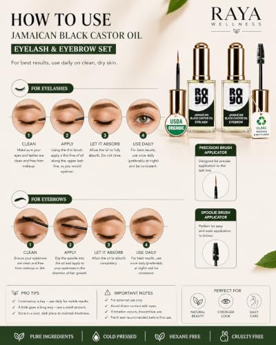 Jamaican Black Castor Oil for Lashes & Brows - USDA Organic, 10ml Twin Pack