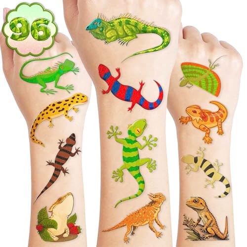 Lizard Temporary Tattoos for Kids, 96 Pcs Party Favors