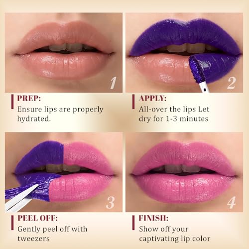 3-Piece Peel Off Lip Stain Tattoo Set with Tweezer - Long Lasting