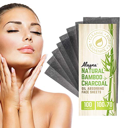 Alayna Bamboo Charcoal Oil Blotting Sheets for Face - Absorbing Tissues, Oily Skin Control, Portable, 1 Pack