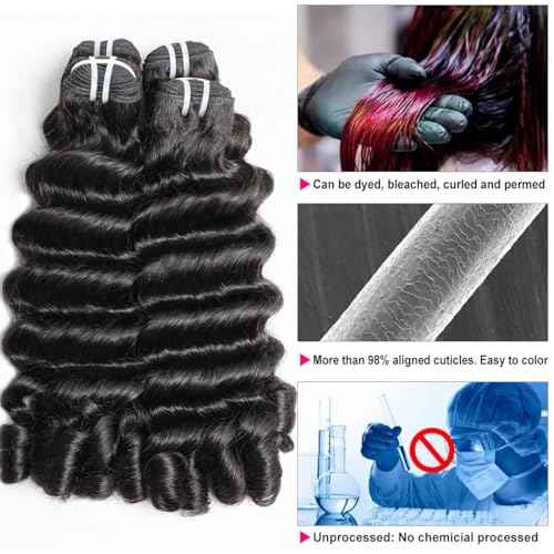 Burmese Deep Wave Bundles Human Hair 16 18 20 Inch 15A Unprocessed Brazilian Raw Virgin Hair 3 Bundles 3C4A Deep Wave Curly Bundles Human Hair with Spiral Curl Double Weft Natural Color